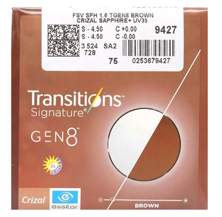 Оптика - 1.6 ORMIX Transitions Brown/Grey Crizal Easy Pro - Фото № 2